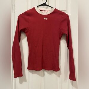 SOLID & STRIPED Red Fitted Long Sleeve Tee